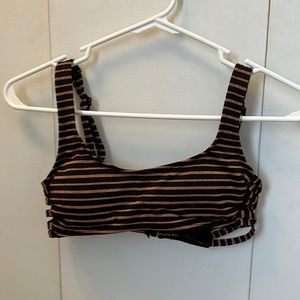 Black/gold glittery striped bikini top